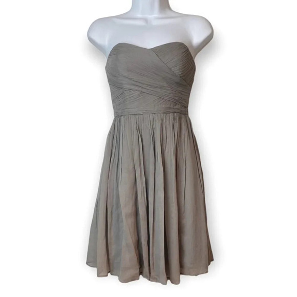 J. Crew Graphite Grey Taryn Silk Chiffon Strapless  Dress - Picture 1 of 12
